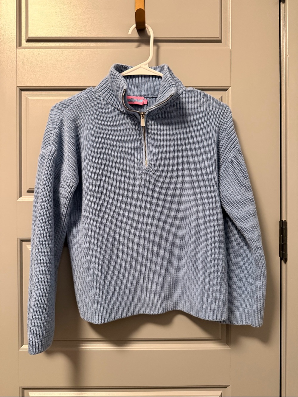 Edikted Light Blue Half-Zip Knit Sweater XS